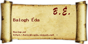 Balogh Éda névjegykártya